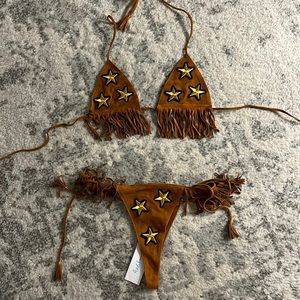 Suede cowgirl bikini